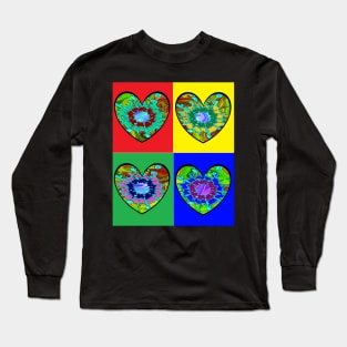 pop art hearts red green yellow blue target art Long Sleeve T-Shirt